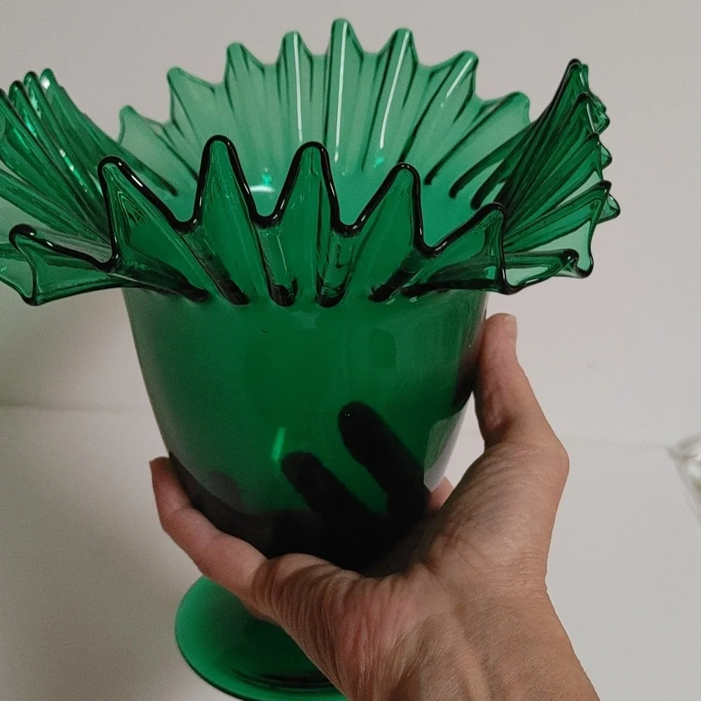 Blenko Emerald Green Art Glass Vase MCM